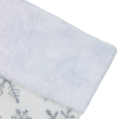 Northlight 19" White And Silver Snowflakes Christmas Stocking 2 Northlight 19" White And Silver Snowflakes Christmas Stocking - Image 2