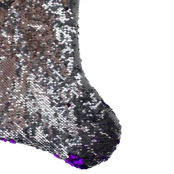 Northlight 23" Purple And Silver Reversible Sequined Christmas Stocking With Faux Fur Cuff -Holiday Decoration Store GUEST 01d48799 0d89 46e7 b572 c589d5944e9f