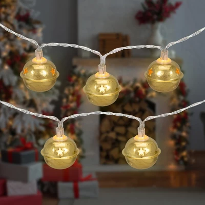 Northlight 10-Count Gold LED Christmas Bells Fairy Lights 5.5ft Clear Wire 1 Northlight 10-Count Gold LED Christmas Bells Fairy Lights 5.5ft Clear Wire