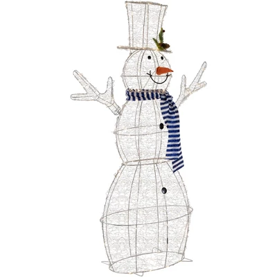 Northlight 48" LED Lighted Silver Mesh Snowman Outdoor Twinkling Christmas Decoration 4 Northlight 48" LED Lighted Silver Mesh Snowman Outdoor Twinkling Christmas Decoration - Image 4