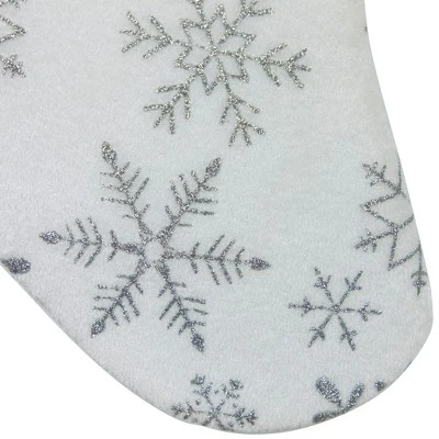 Northlight 19" White And Silver Snowflakes Christmas Stocking 3 Northlight 19" White And Silver Snowflakes Christmas Stocking - Image 3