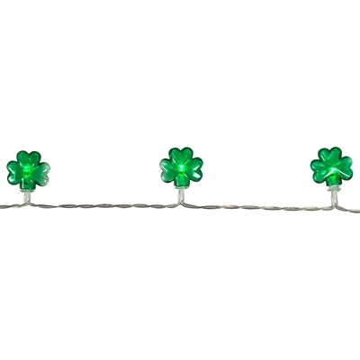 Northlight 20-Count Green LED Mini St Patrick's Day Shamrock Lights - 7ft Clear Wire 2 Northlight 20-Count Green LED Mini St Patrick's Day Shamrock Lights - 7ft Clear Wire - Image 2