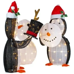 Northlight LED Lighted Penguins Building Snowman Outdoor Christmas Decoration - 35" - Set Of 3 -Holiday Decoration Store GUEST 073fdb56 f5fe 4990 9fba 0f3e86636c90
