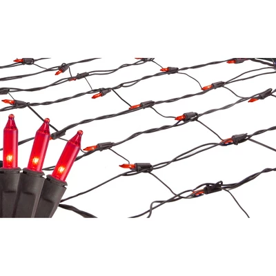 Northlight Mini Net Style Incandescent Christmas Lights - 2' X 8' - Red - Brown Wire 1 Northlight Mini Net Style Incandescent Christmas Lights - 2' X 8' - Red - Brown Wire