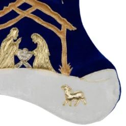 Northlight 20.5" Blue And Gold Nativity Scene Christmas Stocking With Gold Cuff -Holiday Decoration Store GUEST 0eba6e3d 5a43 4f10 91ca 296b6efc35e4