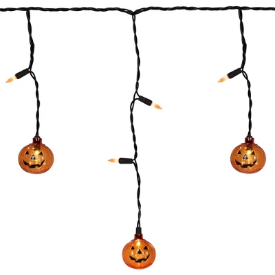 Northlight LED Lighted Pumpkin Halloween Curtain Icicle Lights - Orange - 5.25' Black Wire - 25ct 1 Northlight LED Lighted Pumpkin Halloween Curtain Icicle Lights - Orange - 5.25' Black Wire - 25ct