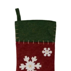 Northlight 20" Green And Red Snowflake Christmas Stocking With Blanket Stitching -Holiday Decoration Store GUEST 0f6d1409 33a5 4b76 b10a a52604187660