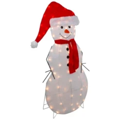 Northlight 42" Lighted 2D Chenille Snowman In Santa Hat Outdoor Christmas Decoration -Holiday Decoration Store GUEST 10494ffe 6c6f 457b b9c0 ec8df0954e71