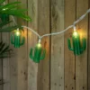 Northlight Green Cactus Patio Light Set - 6' White Wire - 10ct