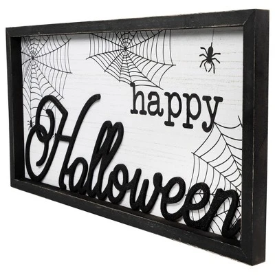 Northlight Framed "Happy Halloween" Spider Web Wall Sign - 23.5" 3 Northlight Framed "Happy Halloween" Spider Web Wall Sign - 23.5" - Image 3