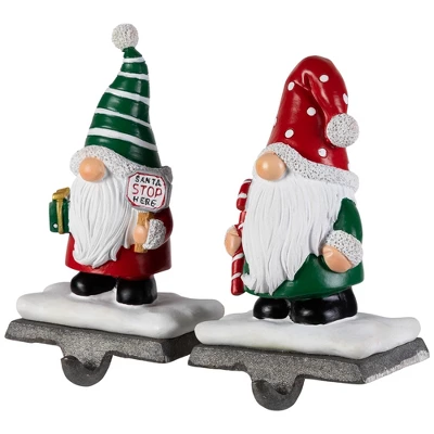 Northlight Santa Gnomes Christmas Stocking Holders - 6.25" - Set Of 2 4 Northlight Santa Gnomes Christmas Stocking Holders - 6.25" - Set Of 2 - Image 4