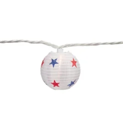 Northlight Patriotic Stars Paper Lantern Patio Light Set - 8.5' White Wire - 10ct -Holiday Decoration Store GUEST 12f81808 2e61 4d72 b8c7 4f6d06cadca3