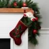 Northlight 21" Red And Green Holly Embroidered Velvet Christmas Stocking