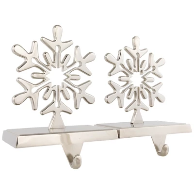 Northlight Set Of 2 Solid Silver Snowflake Cutout Christmas Metal Stocking Holders 6.5" 2 Northlight Set Of 2 Solid Silver Snowflake Cutout Christmas Metal Stocking Holders 6.5" - Image 2