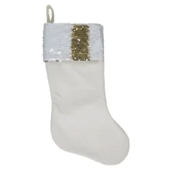 Northlight 20" Gold And White Reversible Sequin Cuff Christmas Stocking -Holiday Decoration Store GUEST 15cb392a 6bd6 4d1f 889a 7f2d709bd334