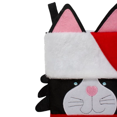 Northlight 19.5" Black And Red Embroidered Kitty Cat Christmas Stocking 3 Northlight 19.5" Black And Red Embroidered Kitty Cat Christmas Stocking - Image 3
