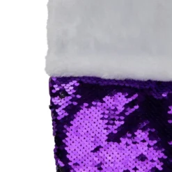 Northlight 23" Purple And Silver Reversible Sequined Christmas Stocking With Faux Fur Cuff -Holiday Decoration Store GUEST 17452759 fbeb 42b4 97fe 289ba1db712f