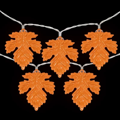 Northlight 10-Count Orange LED Fall Harvest Maple Leaf Fairy Lights, 5.5ft, Copper Wire 2 Northlight 10-Count Orange LED Fall Harvest Maple Leaf Fairy Lights, 5.5ft, Copper Wire - Image 2