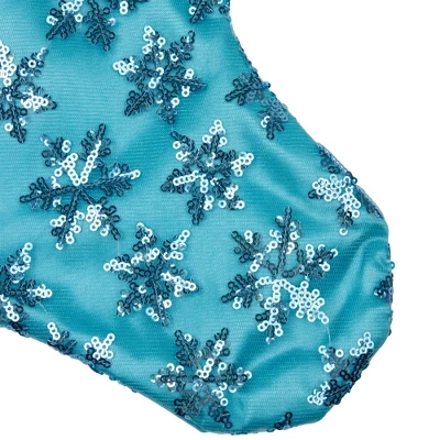 Northlight 20.5" Ice Palace Blue Sequin Snowflake Christmas Stocking With White Faux Fur Cuff 4 Northlight 20.5" Ice Palace Blue Sequin Snowflake Christmas Stocking With White Faux Fur Cuff - Image 4