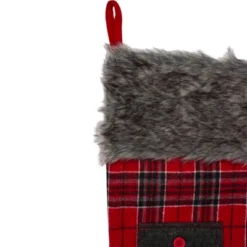 Northlight 20.5" Red And Black Plaid Christmas Stocking With Pocket And Faux Fur Cuff -Holiday Decoration Store GUEST 183de9c0 4e0a 4df1 a923 8ff86610c84d