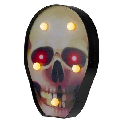 Northlight Lighted Skull Halloween Decoration - 7" - Warm White Lights - Black And Red 3 Northlight Lighted Skull Halloween Decoration - 7" - Warm White Lights - Black And Red - Image 3