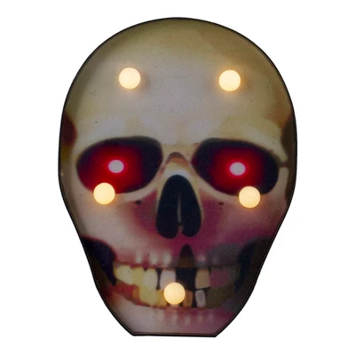 Northlight Lighted Skull Halloween Decoration - 7" - Warm White Lights - Black And Red 1 Northlight Lighted Skull Halloween Decoration - 7" - Warm White Lights - Black And Red