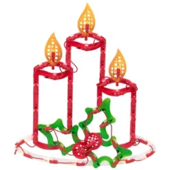 Northlight 16.5" Lighted Candles With Holly And Berry Christmas Window Silhouette
