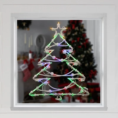 Northlight LED Lighted Christmas Tree Window Silhouette Decoration - 16" - Multicolor Lights 2 Northlight LED Lighted Christmas Tree Window Silhouette Decoration - 16" - Multicolor Lights - Image 2