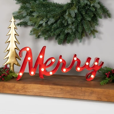 Northlight Lighted "Merry" Christmas Decoration - 20.5" 1 Northlight Lighted "Merry" Christmas Decoration - 20.5"