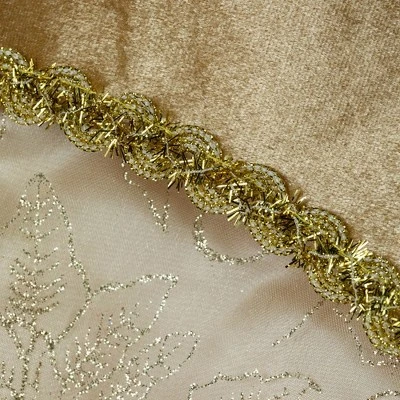 Northlight 20" Gold Glittered Poinsettia Christmas Stocking 5 Northlight 20" Gold Glittered Poinsettia Christmas Stocking - Image 5