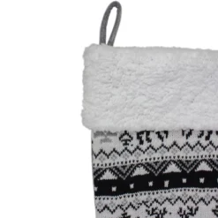 Northlight 21" Black, Gray And White Rustic Lodge Knit Christmas Stocking With High Pile Fleece Cuff -Holiday Decoration Store GUEST 1ca784df e386 4656 9c53 291623230369