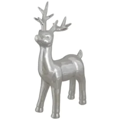 Northlight Shiny Ceramic Standing Reindeer Christmas Decoration - 14" - Silver