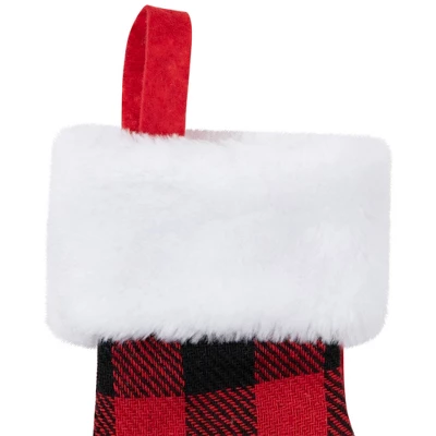 Northlight 7" Red And Black Plaid Print Christmas Stocking With Faux Fur Cuff 2 Northlight 7" Red And Black Plaid Print Christmas Stocking With Faux Fur Cuff - Image 2