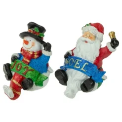 Northlight Santa "Noel" And Snowman "Joy" Glitter Christmas Stocking Holders - 5" - Set Of 2 -Holiday Decoration Store GUEST 1ecb0cce ffc4 426b 9147 483820316f5d