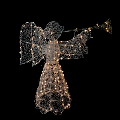 Northlight Lighted 3D Trumpeting Angel Outdoor Christmas Decoration - 44" - Clear Lights 2 Northlight Lighted 3D Trumpeting Angel Outdoor Christmas Decoration - 44" - Clear Lights - Image 2