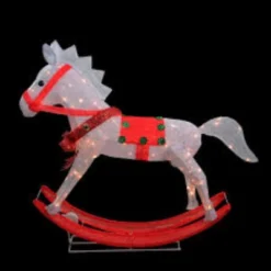 Northlight Lighted Rocking Horse Outdoor Christmas Decoration - 36" - White And Red