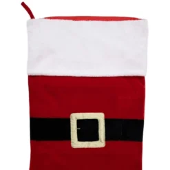 Northlight Velveteen Santa Claus Belt Buckle Commercial Christmas Stocking - 48" - Red And White -Holiday Decoration Store GUEST 22f2cc03 73bd 4da8 be7f 76b78ec53184