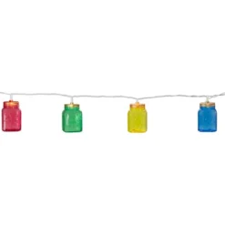 Northlight Mini Mason Jar Patio Light Set - Multi-Color - 7.5' White Wire - 10ct -Holiday Decoration Store GUEST 246ecc90 38a8 46c4 9efb 5c620fa98f86