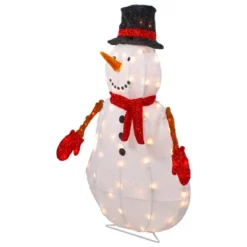 Northlight 32" Lighted 3D Chenille Snowman In Top Hat Outdoor Christmas Decoration -Holiday Decoration Store GUEST 24f56909 2559 4ad2 bb40 986696414d19
