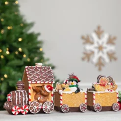 Northlight Gingerbread Candy Cane Train With Gingerbread Man Christmas Decoration - 5.5"