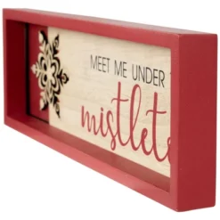 Northlight Framed "Meet Me Under The Mistletoe" Christmas Wall Decoration - 11.75" - Red -Holiday Decoration Store GUEST 26a7983d b6b7 4ed1 aa8a 6a366f45b2bb