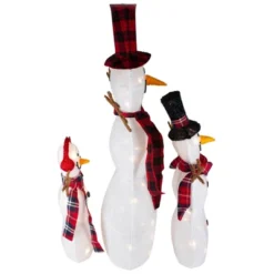 Northlight Lighted Tinsel Snowmen Family Christmas Outdoor Decorations - Clear Lights - Set Of 3 -Holiday Decoration Store GUEST 285dbccb be73 4084 99b1 908c35914ecc
