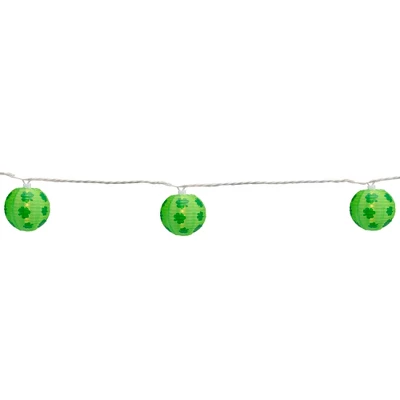 Northlight Shamrock St. Patrick's Day Paper Lantern Patio Lights - Green - 8.5' White Wire - 10ct 4 Northlight Shamrock St. Patrick's Day Paper Lantern Patio Lights - Green - 8.5' White Wire - 10ct - Image 4