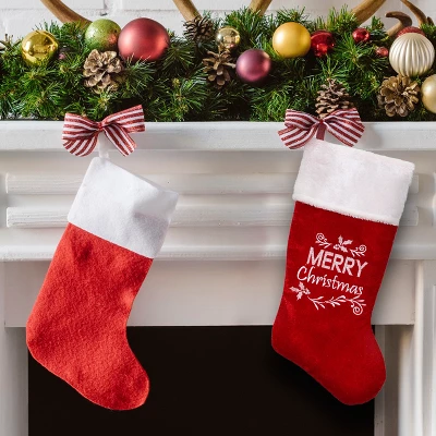 Northlight 20" Red And White "Merry Christmas" Velour Stocking 2 Northlight 20" Red And White "Merry Christmas" Velour Stocking - Image 2