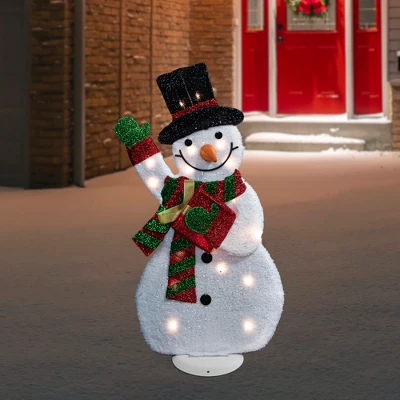 Northlight Lighted Waving Snowman Outdoor Christmas Decoration - 32" - Clear Lights 1 Northlight Lighted Waving Snowman Outdoor Christmas Decoration - 32" - Clear Lights