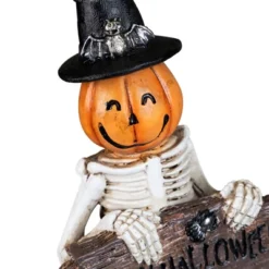 Northlight Jack-O-Lantern Skeleton In Witch's Hat And Happy Halloween Sign - 9.5" 11 Northlight Jack-O-Lantern Skeleton In Witch's Hat And Happy Halloween Sign - 9.5" -Holiday Decoration Store GUEST 2d1303a5 692a 4752 9f62 46d7e0f547ef
