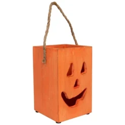 Northlight Large Orange Wood Jack O Lantern Halloween Candle Lantern - 8" -Holiday Decoration Store GUEST 2f4945eb d2a6 4ad4 9d37 6a564c14ea09