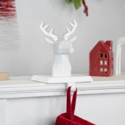 Northlight Set Of 2 White Reindeer Head Christmas Stocking Holders 5.75"