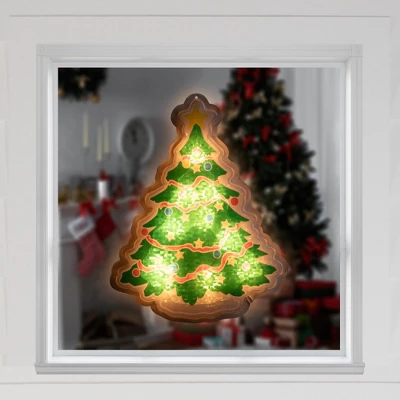 Northlight Lighted Holographic Christmas Tree Window Silhouette - 12.5" - Clear Lights 2 Northlight Lighted Holographic Christmas Tree Window Silhouette - 12.5" - Clear Lights - Image 2