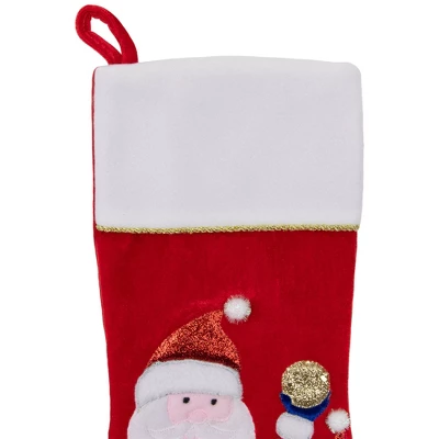 Northlight 20.5" Red And White Glittered Santa Claus And Reindeer Christmas Stocking 2 Northlight 20.5" Red And White Glittered Santa Claus And Reindeer Christmas Stocking - Image 2